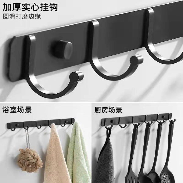 Space Aluminum Hole-Free Hook Powerful Adhesive Wall-Mounted Hook Bathroom Toilet Door Rear Adhesive Wall Coat Rack - 图片 4