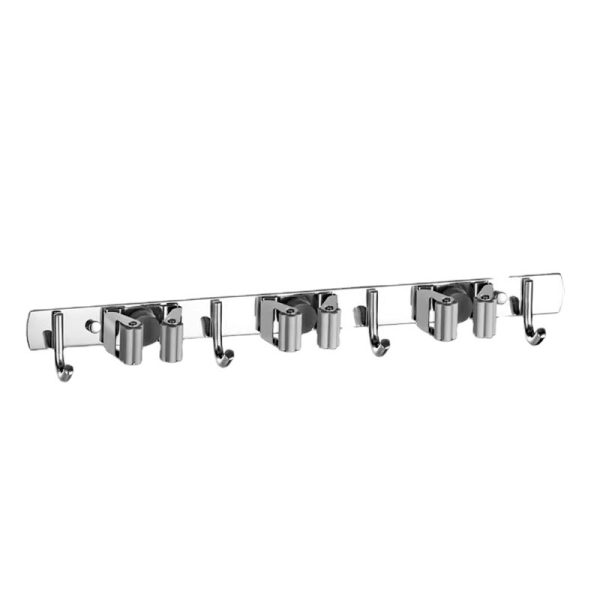 304 Stainless Steel Mop Rack Without Punching Multi-Functional Mop Hook Bathroom Mop Storage Sticky Hook Hanging Parts - 图片 5