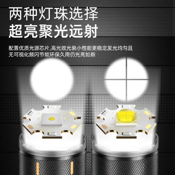 Cross-Border New Strong Light Flashlight Long-Range White Laser Fluorescent Outdoor Portable Multi-Function Charging Zoom Flashlight - 图片 2