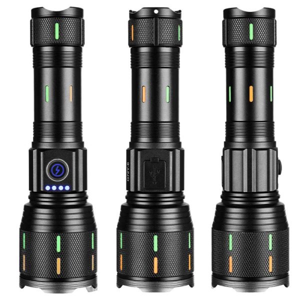 Cross-Border New Strong Light Flashlight Long-Range White Laser Fluorescent Outdoor Portable Multi-Function Charging Zoom Flashlight - 图片 5