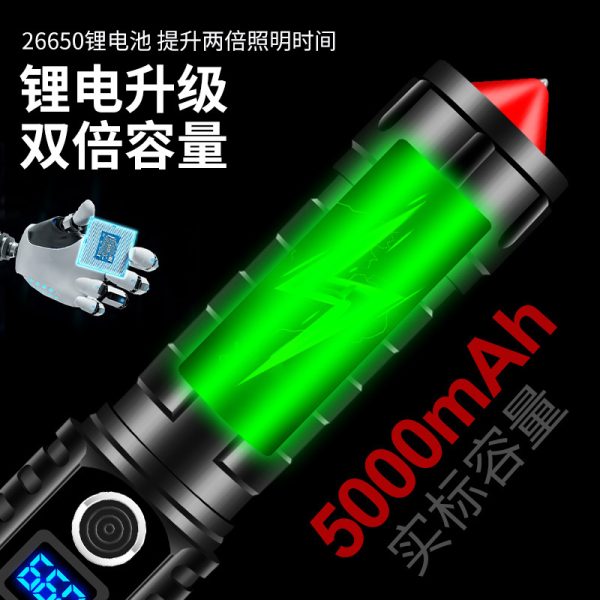 Cross-Border Hottest Charging Super Bright P70 Digital Flashlight Outdoor Long-Range Aluminum Alloy Zoom White Laser Flashlight - 图片 3