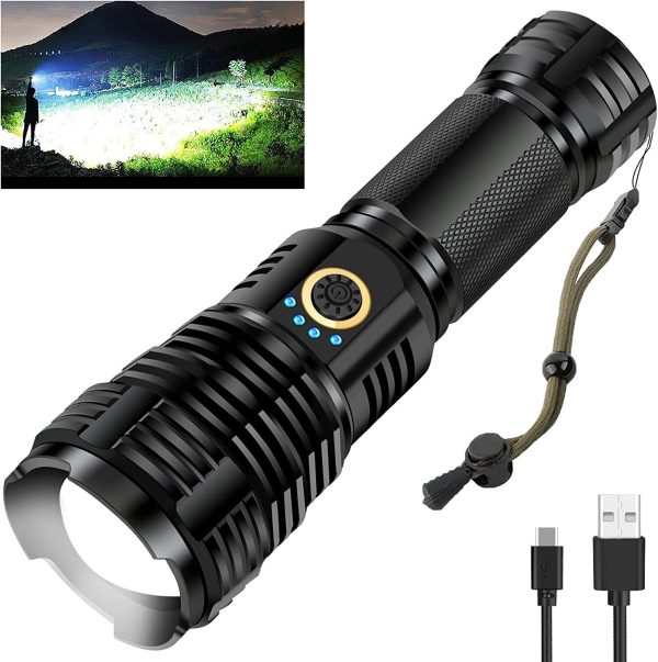 Cross-Border Hot Sale P70 Strong Light Flashlight Aluminum Alloy Zoom P70 Digital Power Display Strong Light Flashlight Can Output - 图片 2