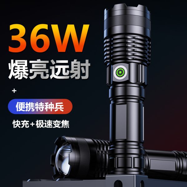 Cross-Border White Laser Strong Light Flashlight Usb Charging Outdoor Emergency Flood Prevention Searchlight P50 Long-Range Lighting Generation - 图片 13