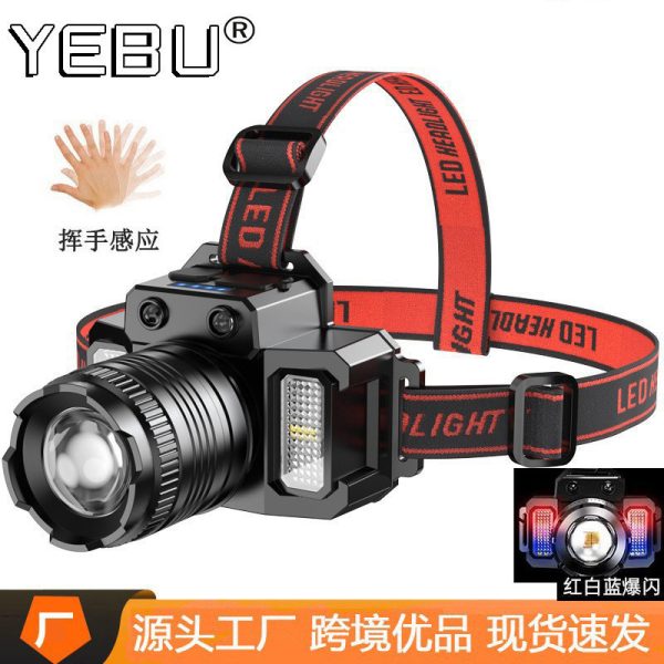 Cross-Border Intelligent Induction Headlight Head Mounted P50 Strong Basal Headlight Mine Lamp Outdoor Work Lamp Led Electric Display Fishing Lamp