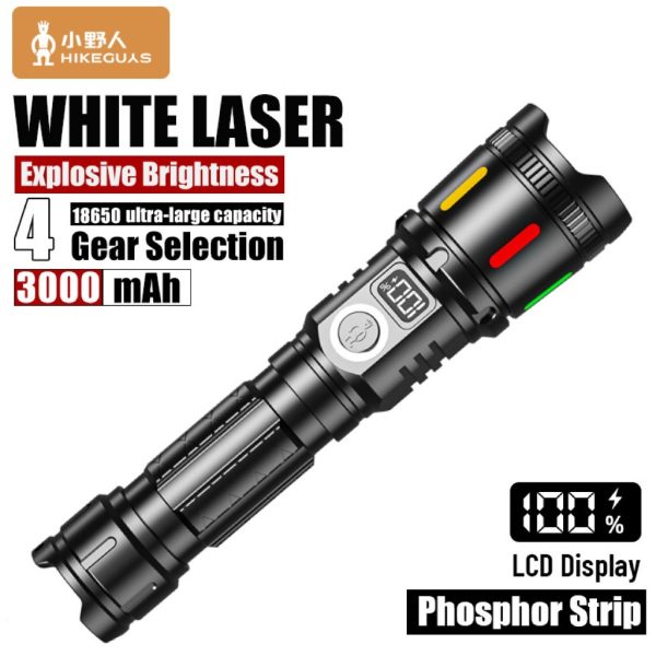 Cross-Border Led Long-Range Laser Portable Flashlight Digital Display Charging Emergency Light Patrol Flood Prevention Outdoor Bright Light Flashlight - 图片 2