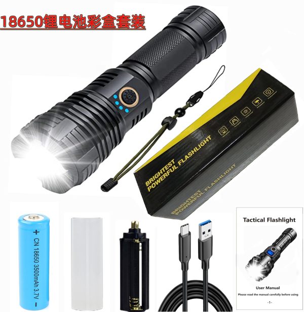 Cross-Border Hot Sale P70 Strong Light Flashlight Aluminum Alloy Zoom P70 Digital Power Display Strong Light Flashlight Can Output - 图片 7