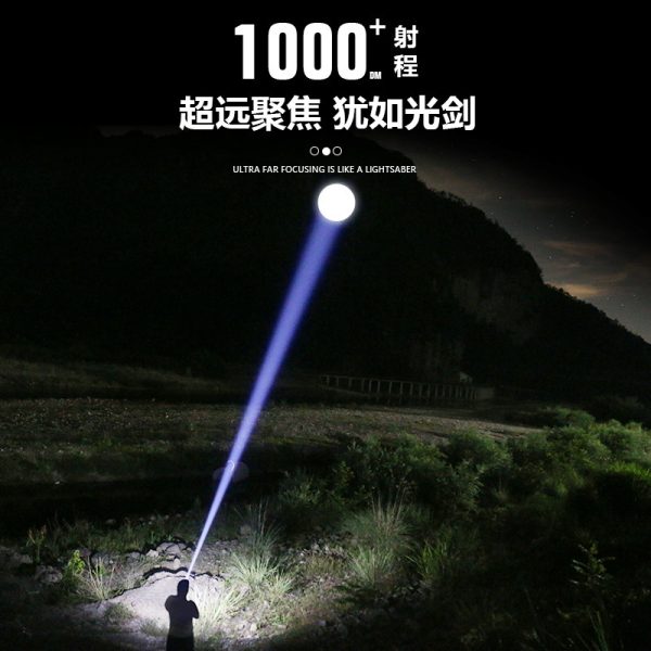 Cross-Border New Product Strong Light Flashlight Outdoor Ultra-Bright Long-Range Telescopic Portable White Laser Charging Laser Gun Flashlight - 图片 3