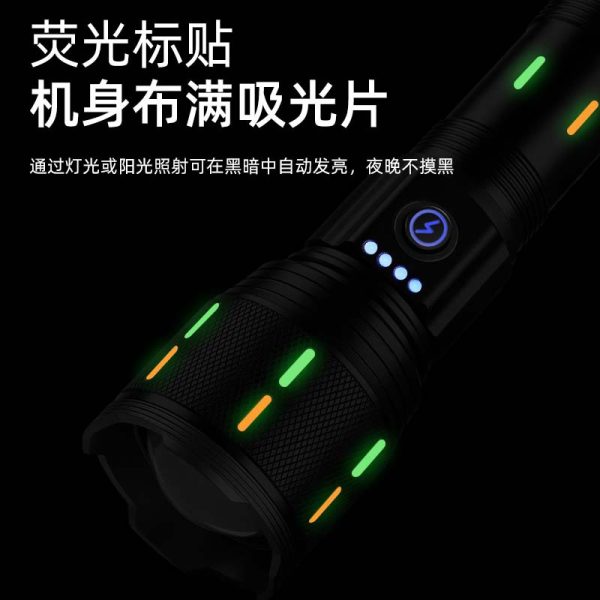 Cross-Border New Strong Light Flashlight Long-Range White Laser Fluorescent Outdoor Portable Multi-Function Charging Zoom Flashlight - 图片 4