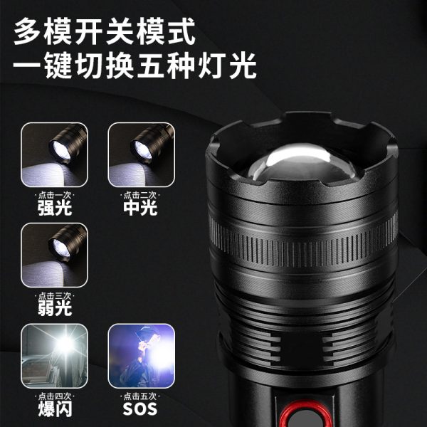 New High-Light Flashlight Long-Range White Laser Outdoor Multi-Function High-Power Long-Range Zoom Portable Flashlight - 图片 3