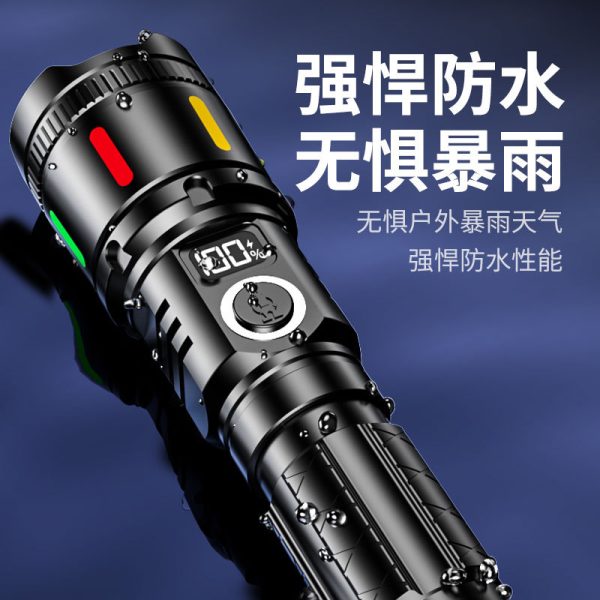 Cross-Border Led Long-Range Laser Portable Flashlight Digital Display Charging Emergency Light Patrol Flood Prevention Outdoor Bright Light Flashlight - 图片 4
