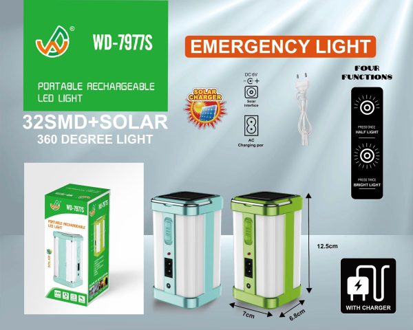 Solar Portable Rechargeable 4-Sided Glow Camping Light 8002S No Dead Corner Photo Emergency Light 7977S - 图片 4