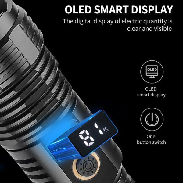 Cross-Border Hot Sale P70 Strong Light Flashlight Aluminum Alloy Zoom P70 Digital Power Display Strong Light Flashlight Can Output - 图片 4