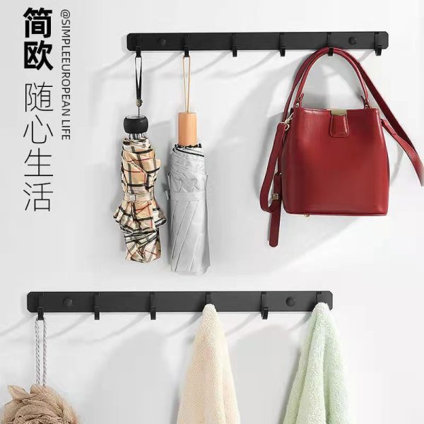 Space Aluminum Hole-Free Hook Powerful Adhesive Wall-Mounted Hook Bathroom Toilet Door Rear Adhesive Wall Coat Rack - 图片 3