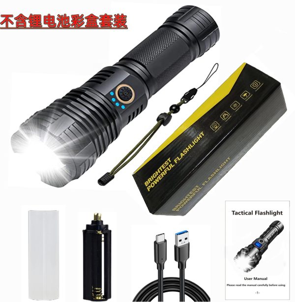 Cross-Border Hot Sale P70 Strong Light Flashlight Aluminum Alloy Zoom P70 Digital Power Display Strong Light Flashlight Can Output - 图片 6