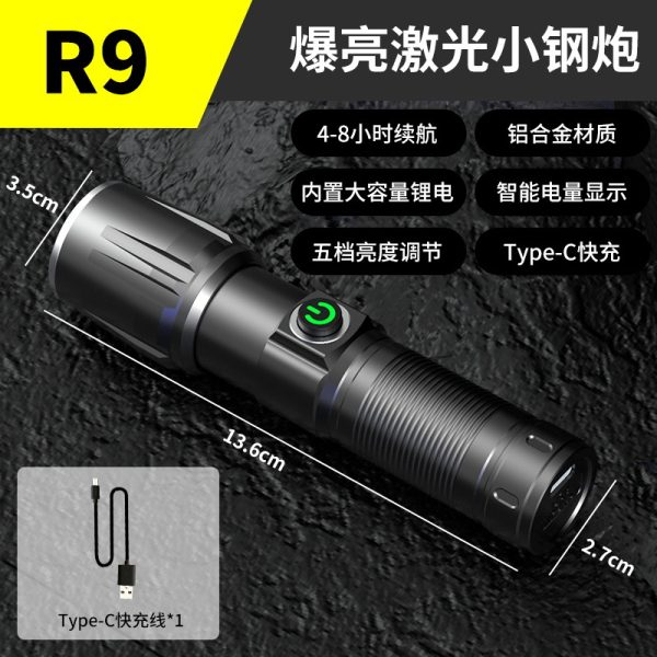 Cross-Border New Product Strong Light Flashlight Outdoor Ultra-Bright Long-Range Telescopic Portable White Laser Charging Laser Gun Flashlight - 图片 6