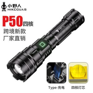 New Hot-Selling Usb Charging Round Laser Bright Light Aluminum Alloy P50 Flashlight Telescopic Mini Zoom Long-Range Outdoor