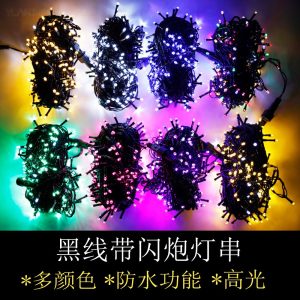 Source Factory 20 Meters Black Line With Flash Bubble Led Light Outdoor Waterproof Male And Female Insert Lighting Project Full Of Star Light String