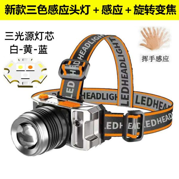 Cross-Border Intelligent Induction Headlight Head Mounted P50 Strong Basal Headlight Mine Lamp Outdoor Work Lamp Led Electric Display Fishing Lamp - 图片 8