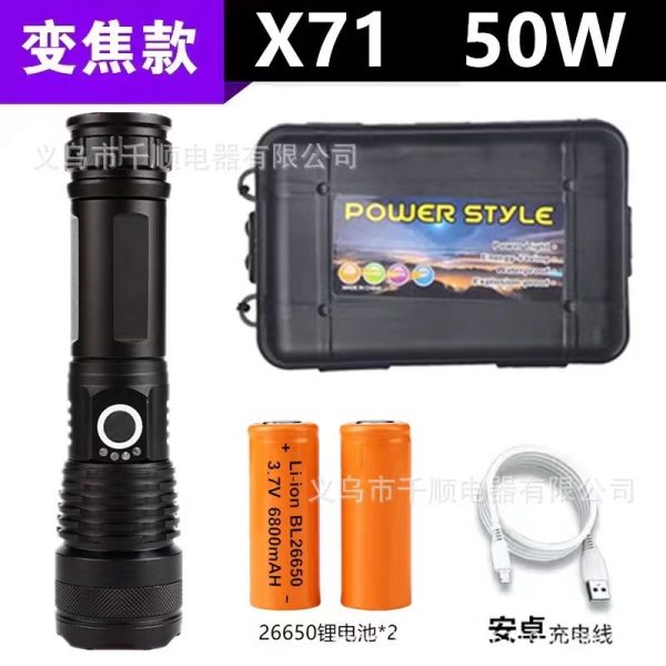 Cross-Border White Laser Strong Light Flashlight Usb Charging Outdoor Emergency Flood Prevention Searchlight P50 Long-Range Lighting Generation - 图片 8