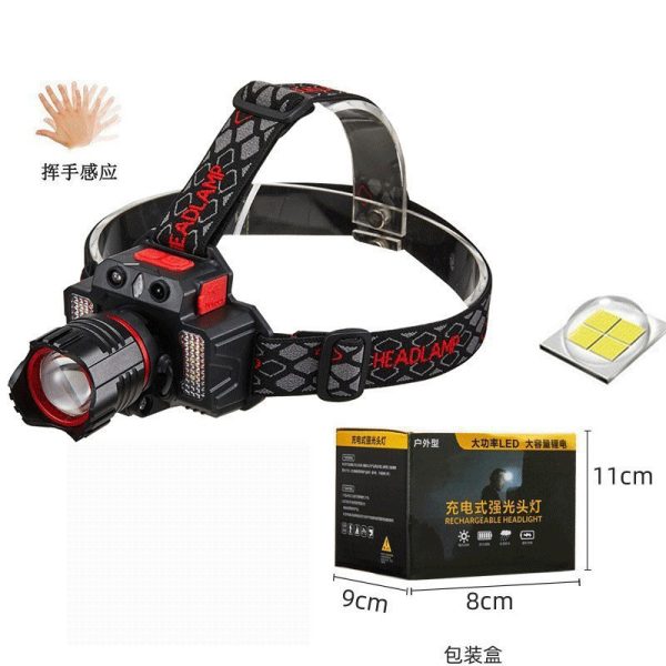 Cross-Border Intelligent Induction Headlight Head Mounted P50 Strong Basal Headlight Mine Lamp Outdoor Work Lamp Led Electric Display Fishing Lamp - 图片 6