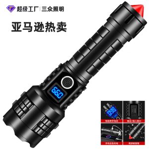 Cross-Border Hottest Charging Super Bright P70 Digital Flashlight Outdoor Long-Range Aluminum Alloy Zoom White Laser Flashlight