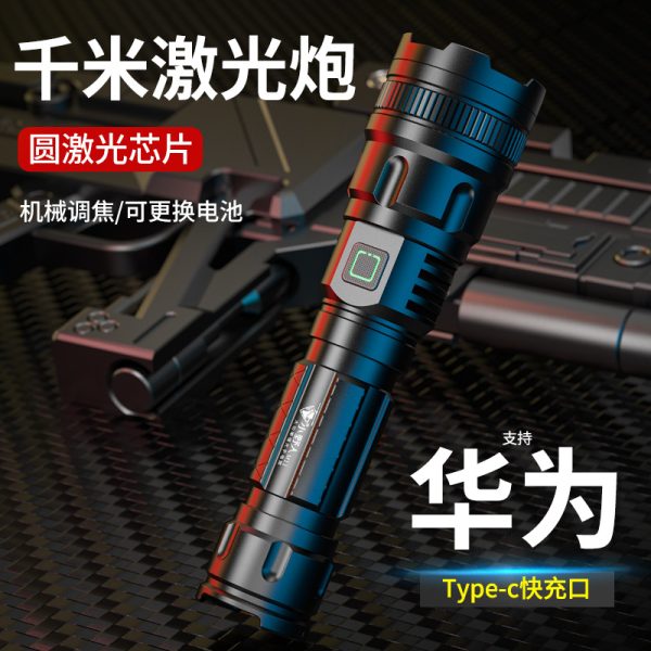 New Hot-Selling Usb Charging Round Laser Bright Light Aluminum Alloy P50 Flashlight Telescopic Mini Zoom Long-Range Outdoor - 图片 2