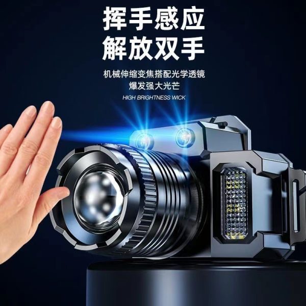 Cross-Border Intelligent Induction Headlight Head Mounted P50 Strong Basal Headlight Mine Lamp Outdoor Work Lamp Led Electric Display Fishing Lamp - 图片 2