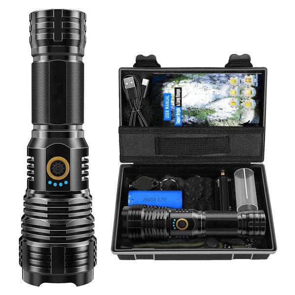 Cross-Border Hot Sale P70 Strong Light Flashlight Aluminum Alloy Zoom P70 Digital Power Display Strong Light Flashlight Can Output - 图片 5