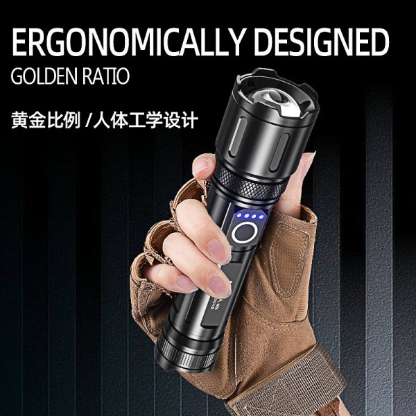 Cross-Border Outdoor Zoom Emergency Lighting For Convenient Charging Flashlight Laser Long-Range Led Fire Flashlight - 图片 4