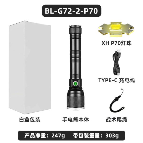 Cross-Border New Strong Light Flashlight Long-Range White Laser Fluorescent Outdoor Portable Multi-Function Charging Zoom Flashlight - 图片 10